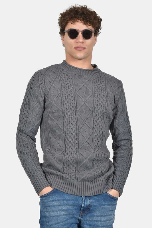 ανδρικό-πλεκτό-πουλόβερ-normal-fit-με-ανάγλυφη-πλέξη-100%-βαμβάκι