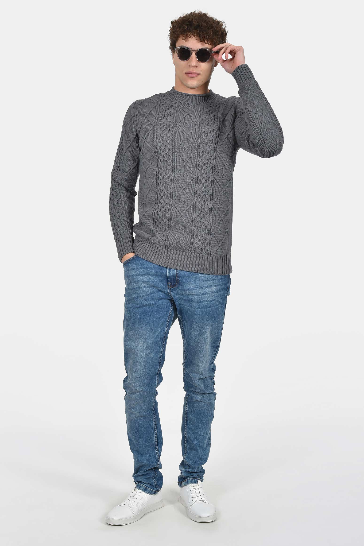 ανδρικό-πλεκτό-πουλόβερ-normal-fit-με-ανάγλυφη-πλέξη-100%-βαμβάκι
