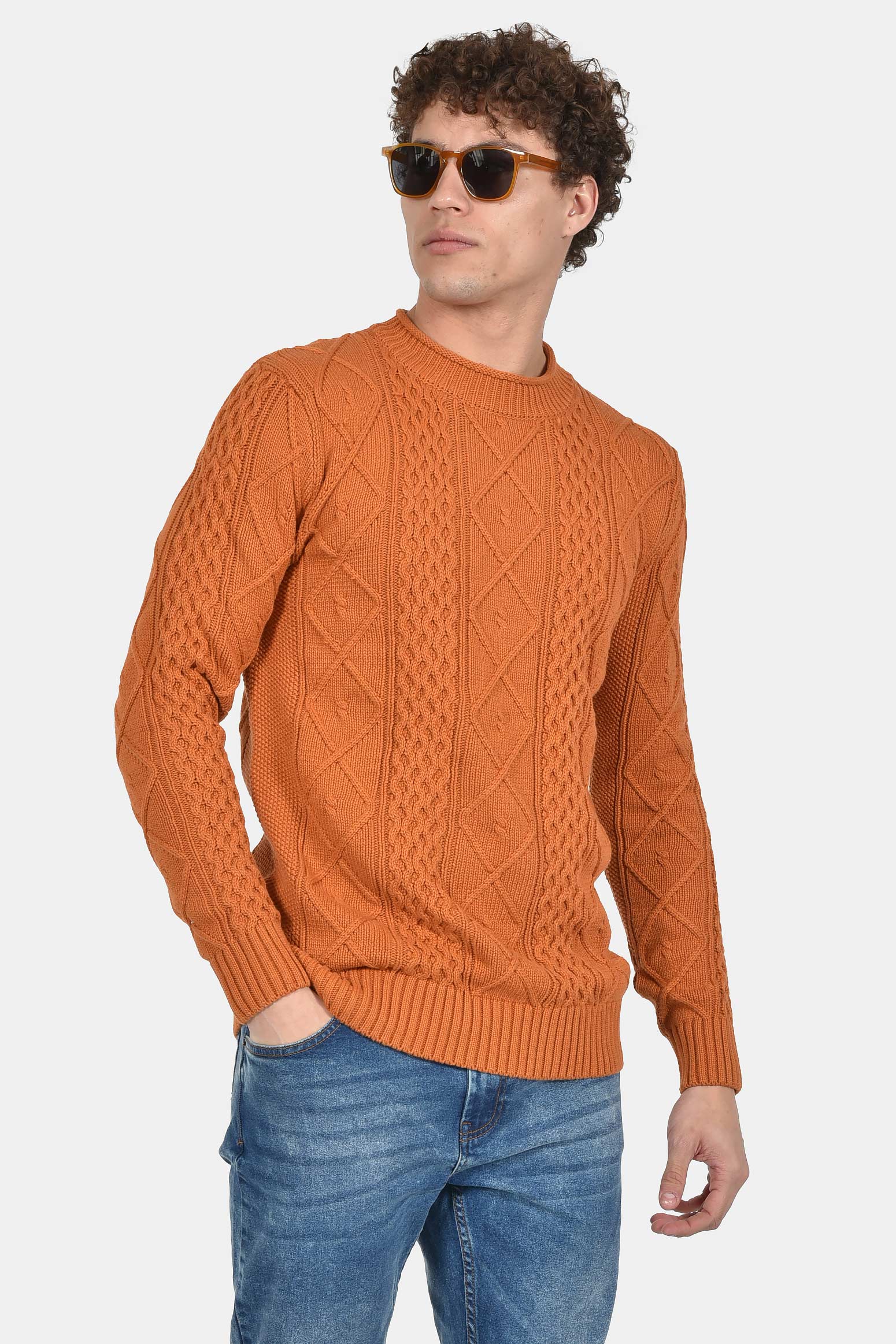 ανδρικό-πλεκτό-πουλόβερ-normal-fit-με-ανάγλυφη-πλέξη-100%-βαμβάκι