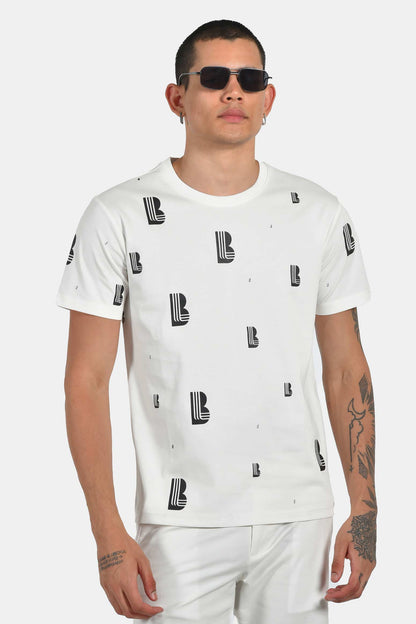 ανδρικό-t-shirt-normal-fit-με-all-over-print-λογοτύπου-&-ελαστική-σύνθεση