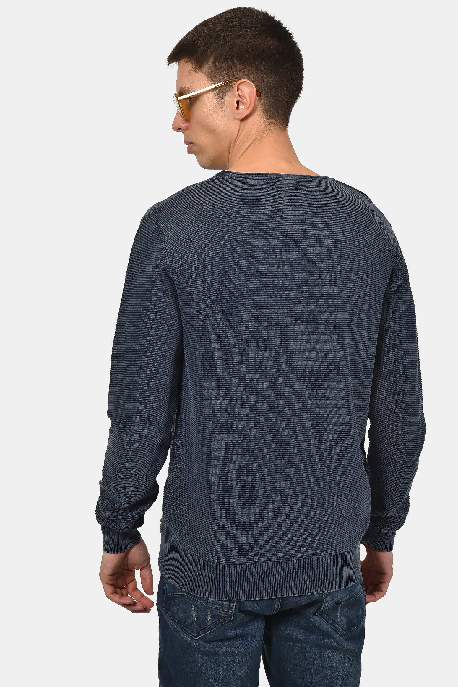 ανδρικό-βαμβακερό-πουλόβερ-stone-wash-με-ανάγλυφο-ριγέ-σχέδιο