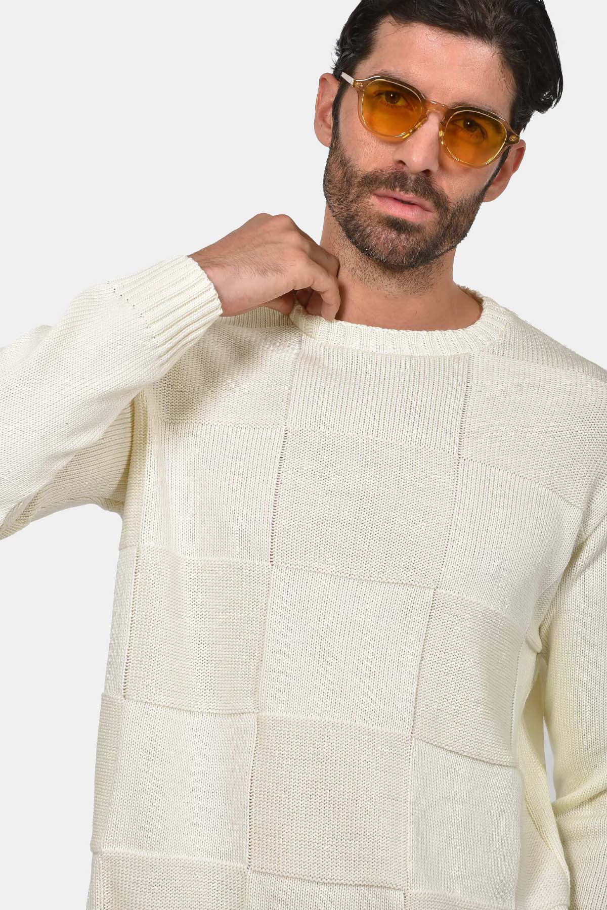 ανδρικό-πουλόβερ-με-σχέδιο-σκακιέρα-normal-fit