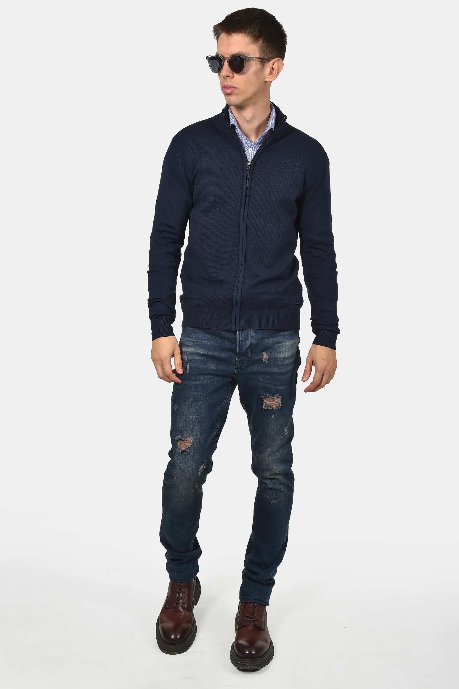 ανδρική-βαμβακερή-ζακέτα-με-φερμουάρ-και-πλαϊνές-τσέπες