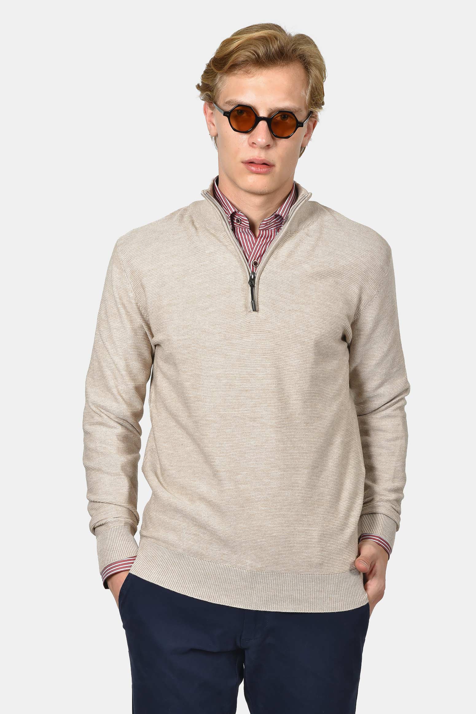 ανδρικό-half-zip-100%-βαμβάκι-με-ριγέ-σχέδιο