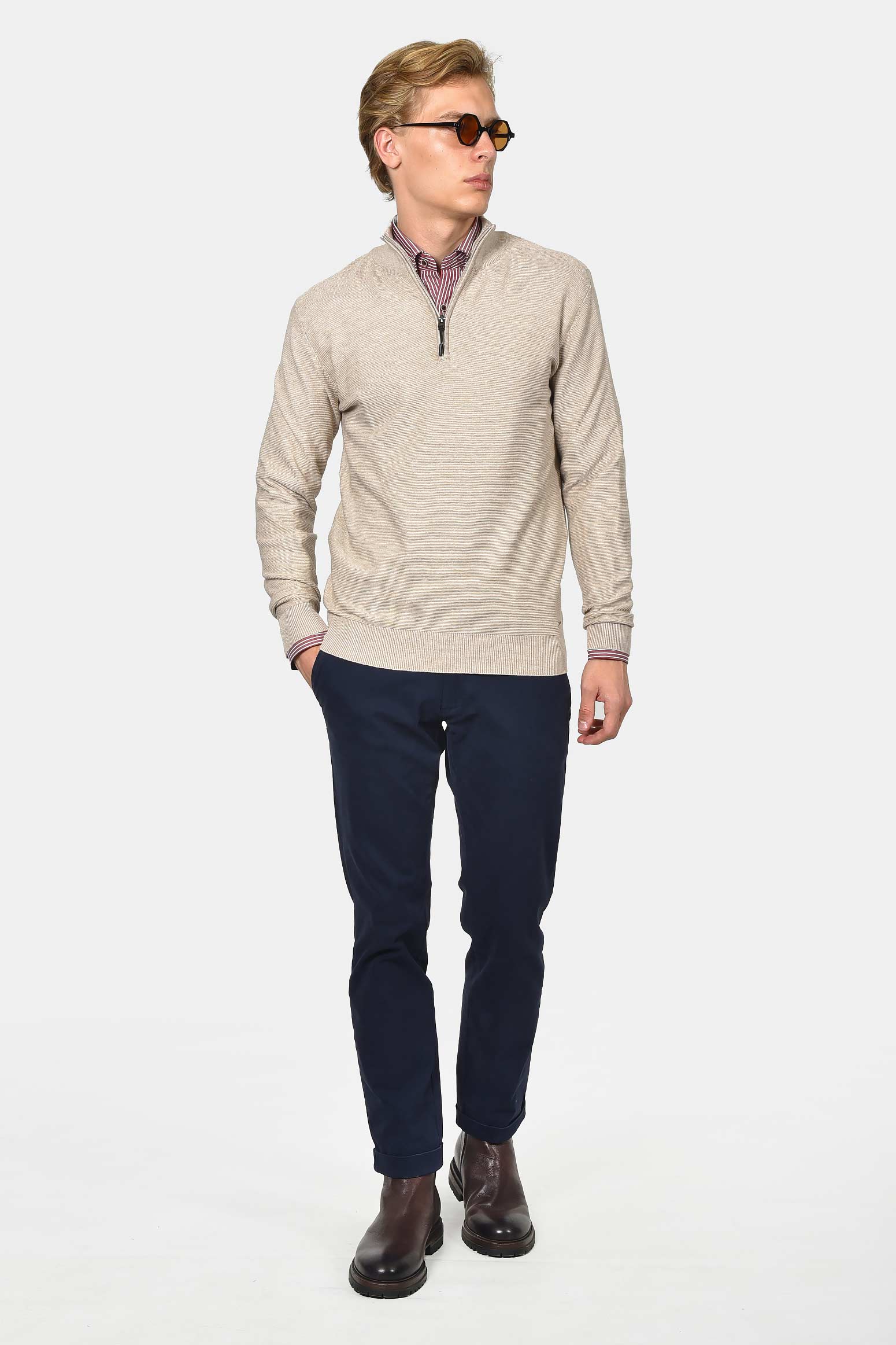 ανδρικό-half-zip-100%-βαμβάκι-με-ριγέ-σχέδιο