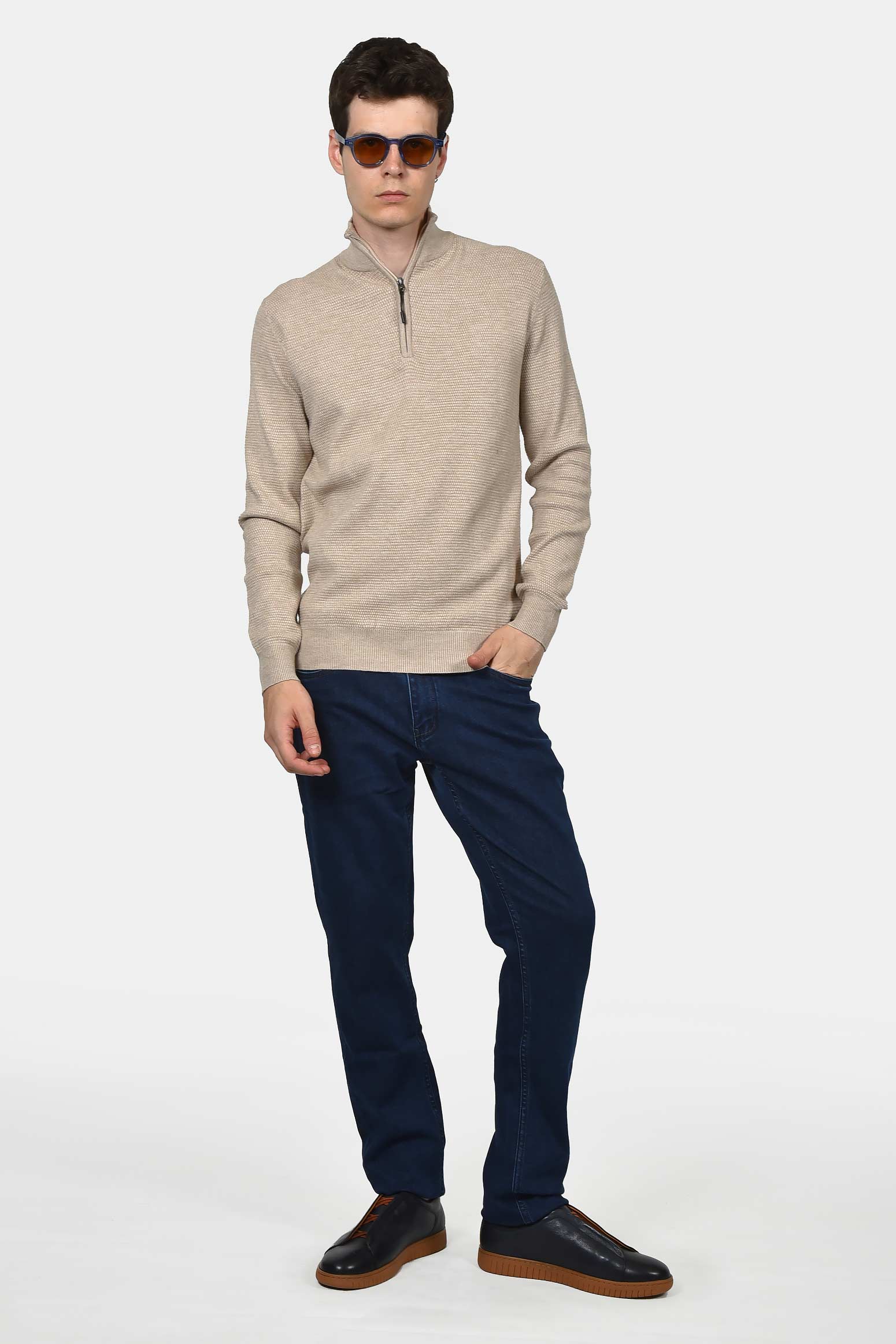 ανδρικό-πλεκτό-half-zip-100-βαμβάκι-normal-fit