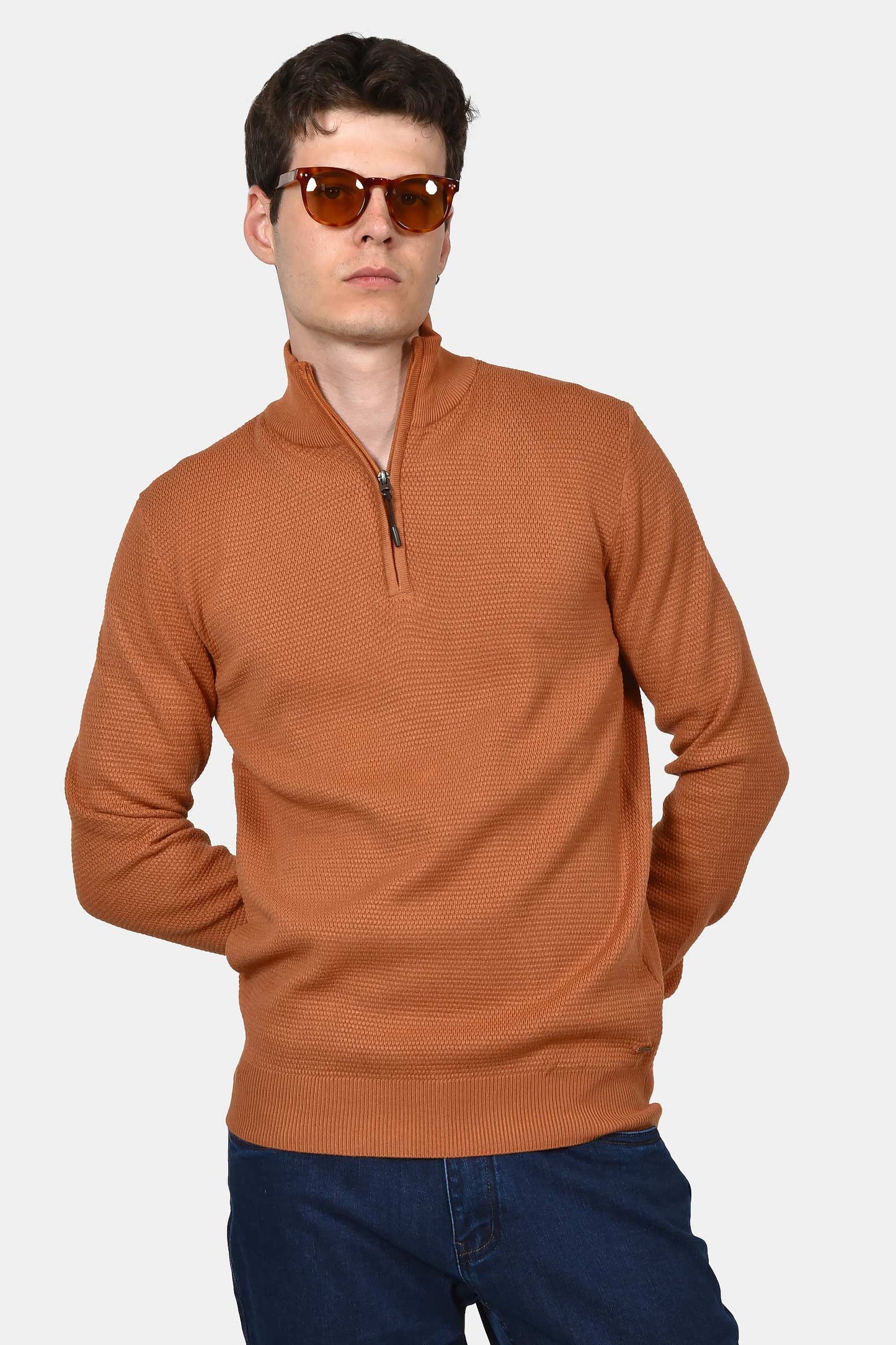 ανδρικό-πλεκτό-half-zip-100-βαμβάκι-normal-fit