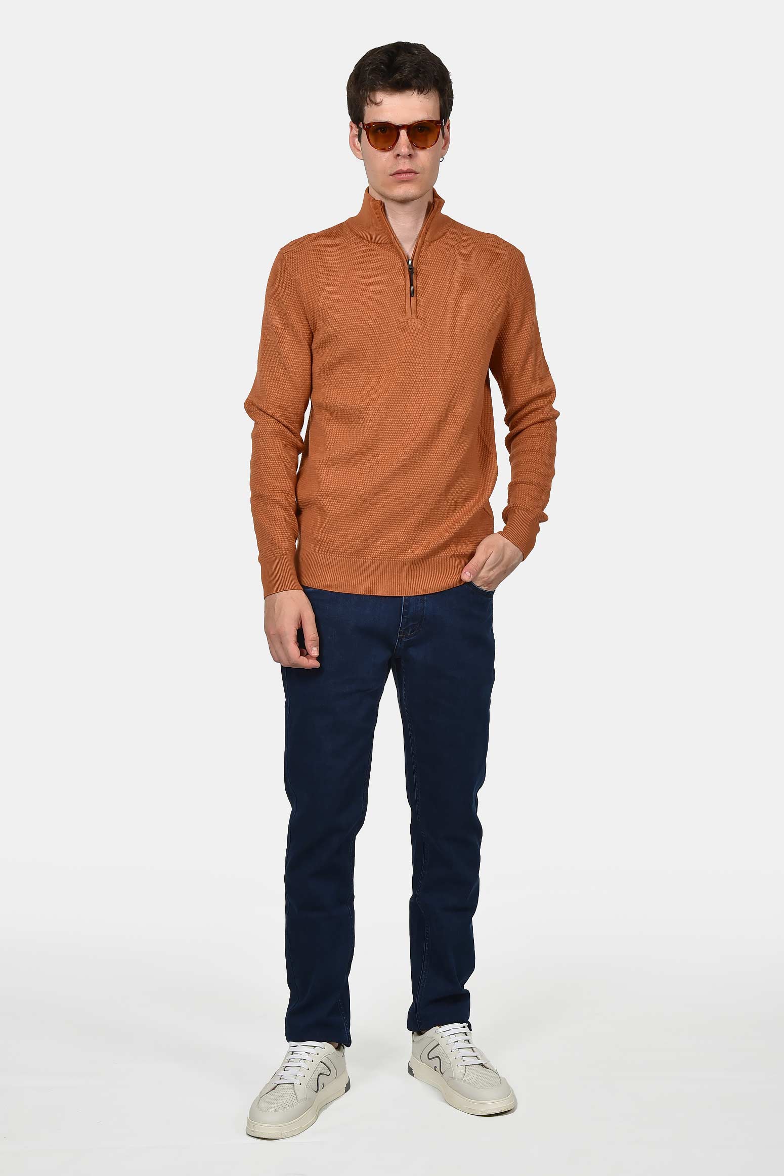 ανδρικό-πλεκτό-half-zip-100-βαμβάκι-normal-fit