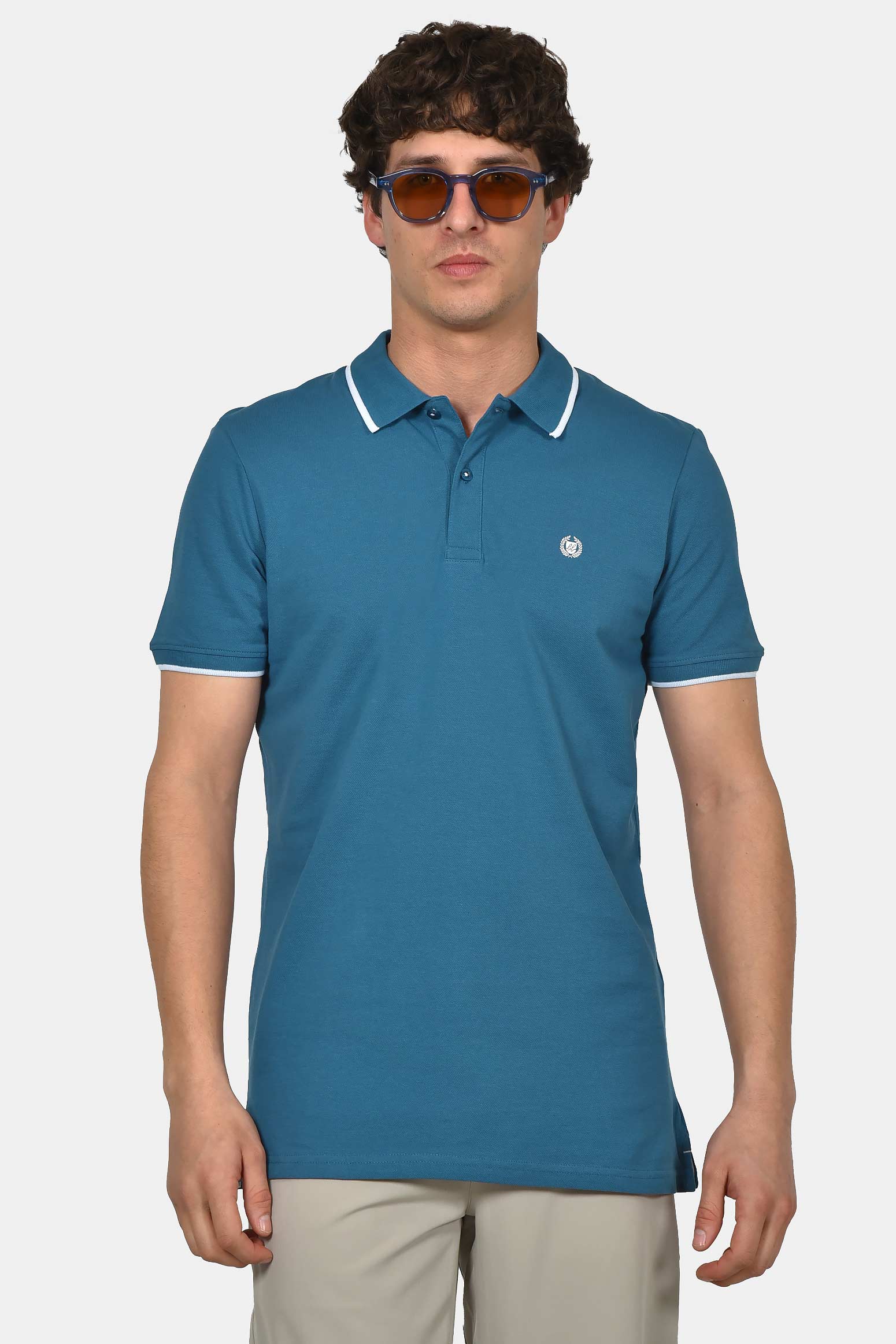 ανδρική-μπλούζα-polo-normal-fit-από-100%-βαμβάκι-με-ριγέ-τελειώματα-&-minimal-logo