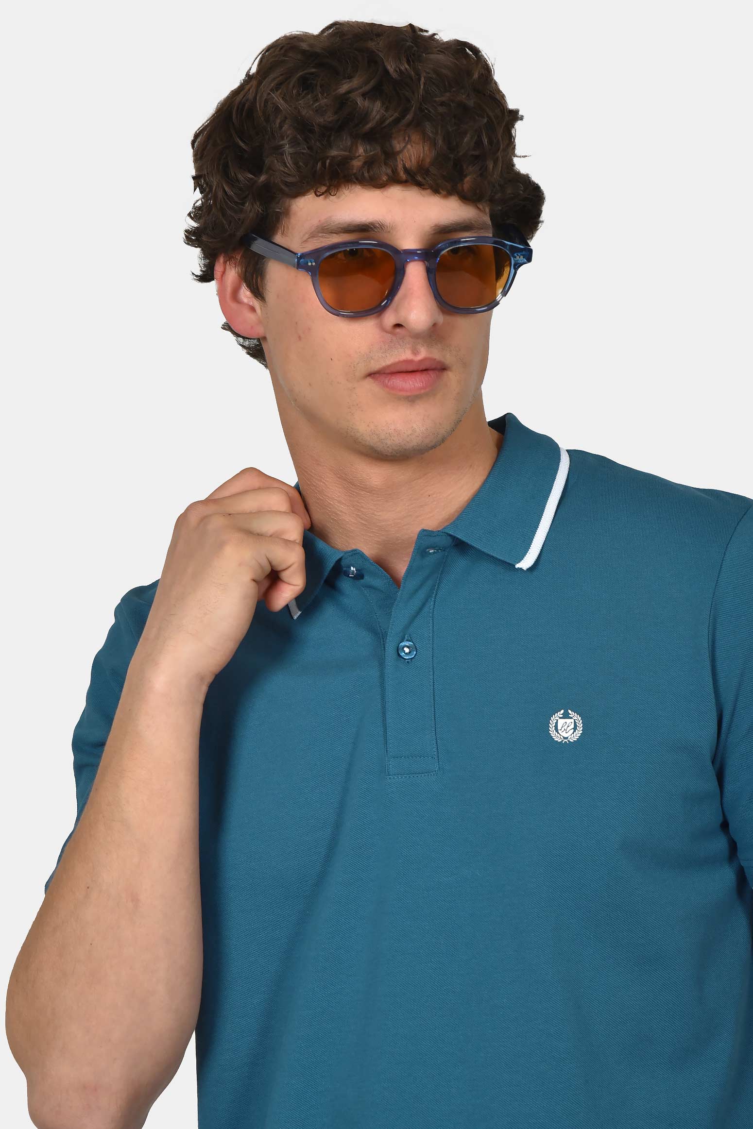 ανδρική-μπλούζα-polo-normal-fit-από-100%-βαμβάκι-με-ριγέ-τελειώματα-&-minimal-logo