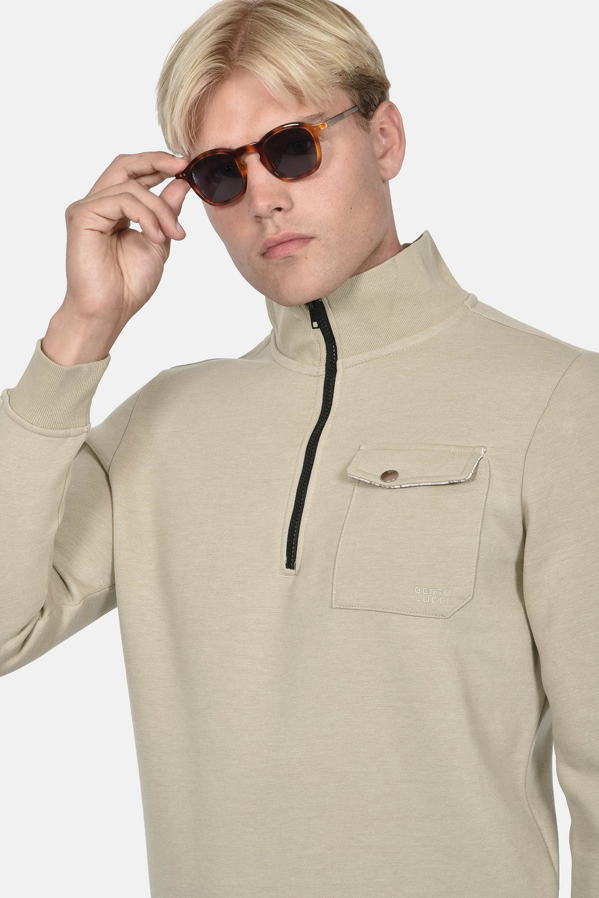 Ανδρικό Half Zip Φούτερ Με Εξωτερική Τσέπη Normal Fit – Απαλή & Άνετη Αίσθηση