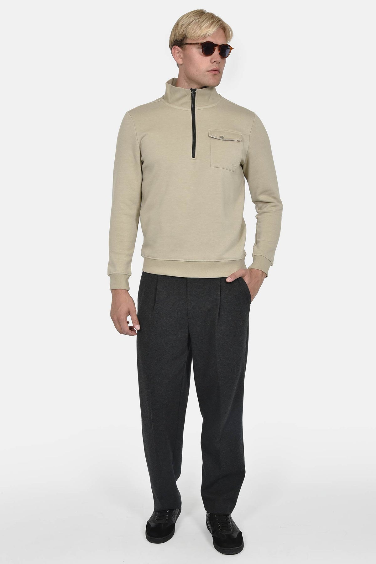 Ανδρικό Half Zip Φούτερ Με Εξωτερική Τσέπη Normal Fit – Απαλή & Άνετη Αίσθηση