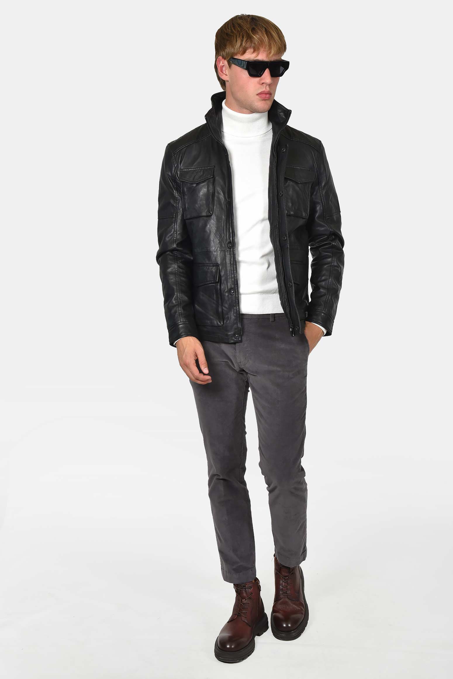 ανδρικό-δερμάτινο-μπουφάν-με-πολλαπλές-τσέπες