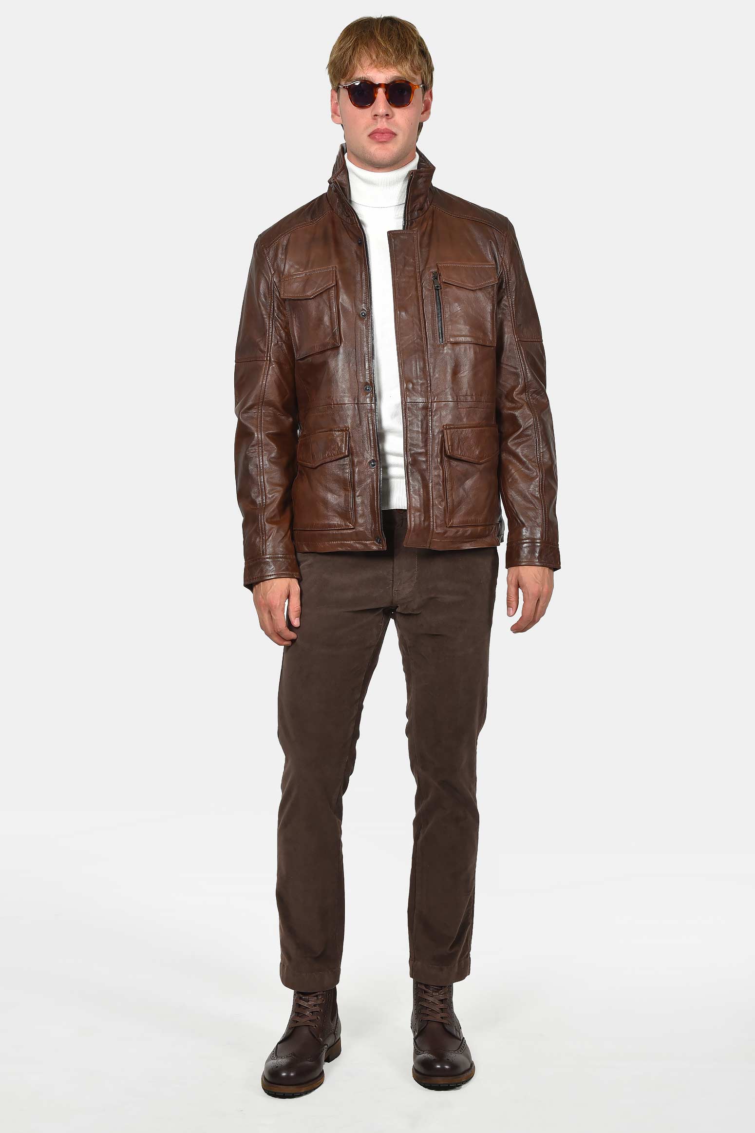 ανδρικό-δερμάτινο-μπουφάν-με-πολλαπλές-τσέπες