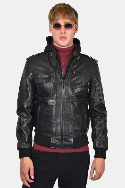 ανδρικό-δερμάτινο-μπουφάν-με-κουκούλα