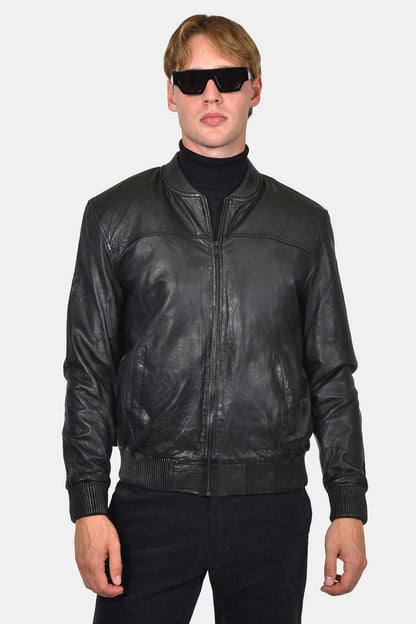ανδρικό-μαύρο-δερμάτινο-μπουφάν