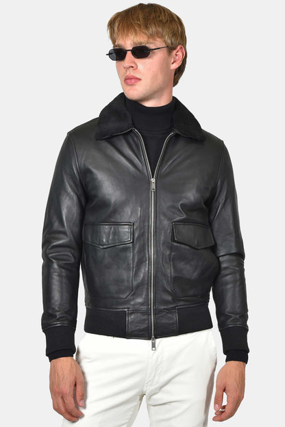 ανδρικό-δερμάτινο-bomber-μπουφάν