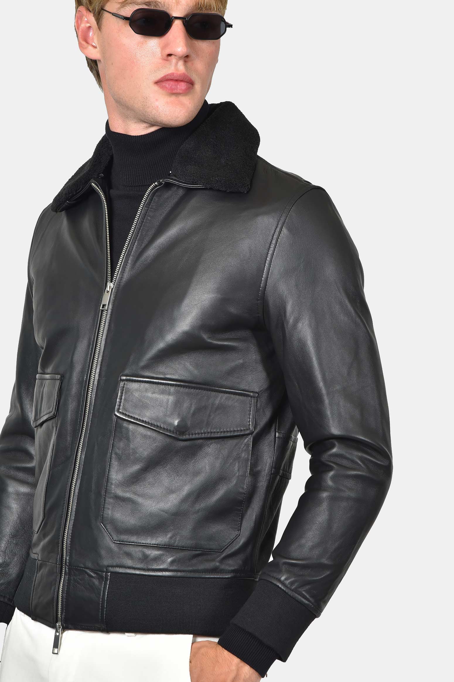 ανδρικό-δερμάτινο-bomber-μπουφάν