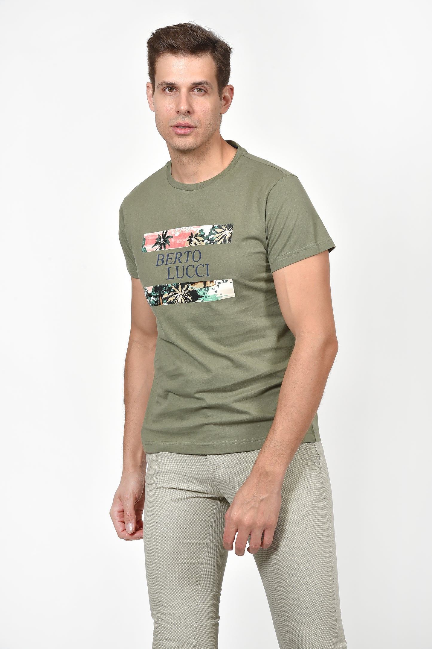 Ανδρικό T-Shirt με Μοντέρνα Στάμπα Berto Lucci